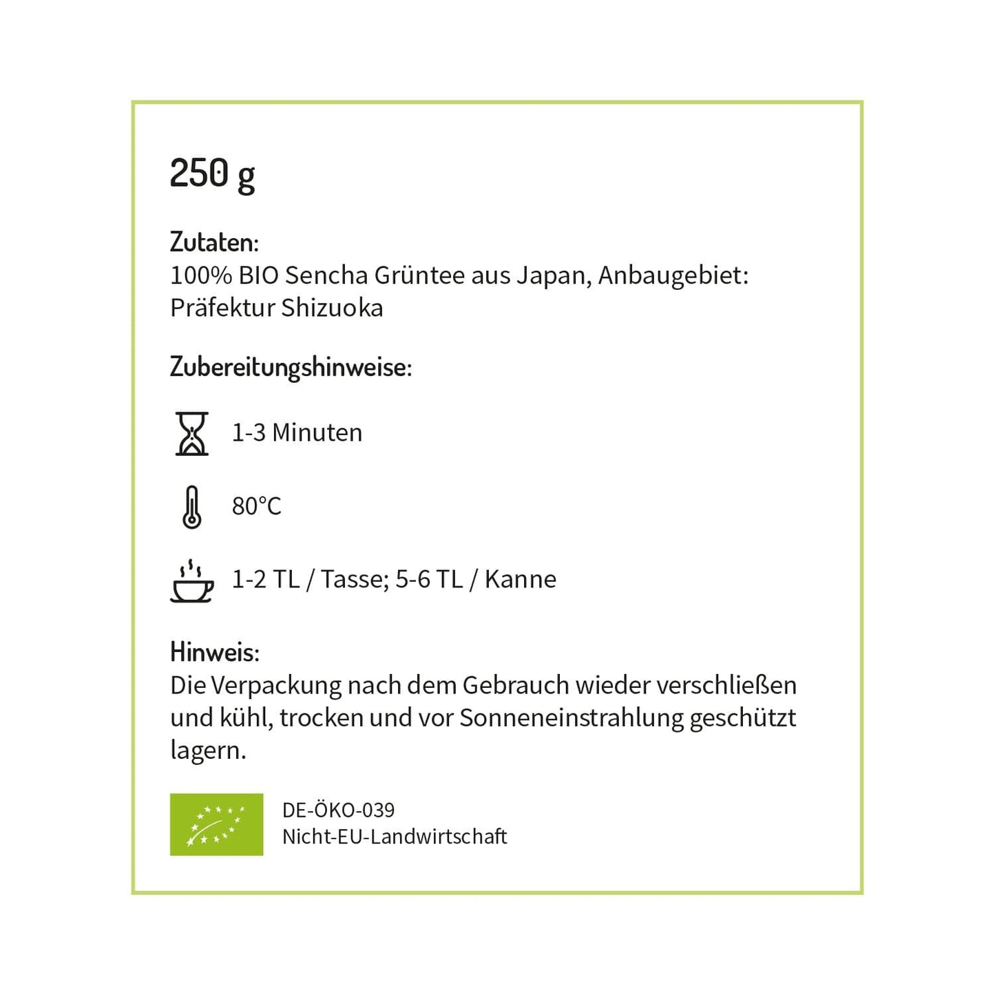 BIO Sencha Grüntee aus Fuji, Japan - 100% natürlicher loser Tee