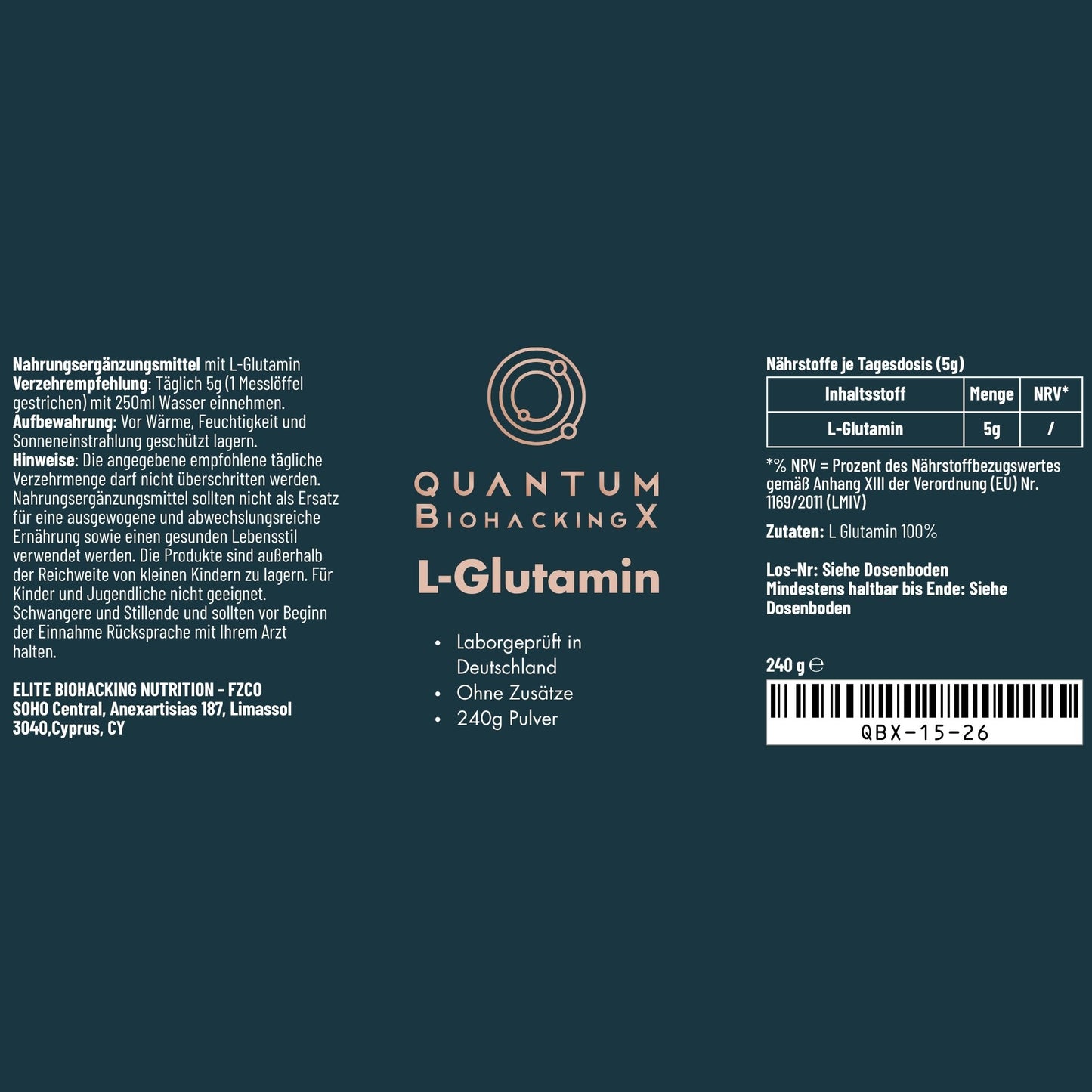 L-Glutamin Pulver - 240g