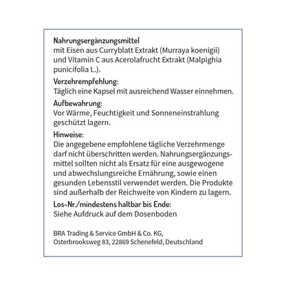 Natürliches Vitamin C + Eisen aus Curryblatt-Extrakt - vegan