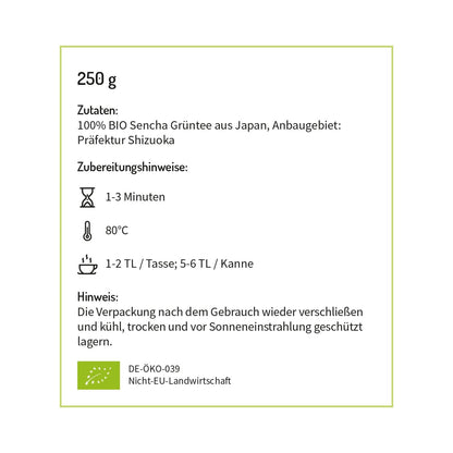 BIO Sencha Grüntee aus Fuji, Japan - 100% natürlicher loser Tee