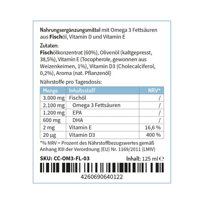 Omega 3 flüssig mit Vitaminen und Antioxidantien - Geschmack: natürlich