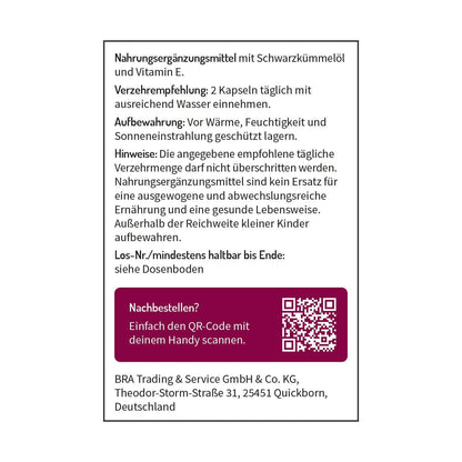 Schwarzkümmelöl Kapseln - Kaltgepresst und Vegan