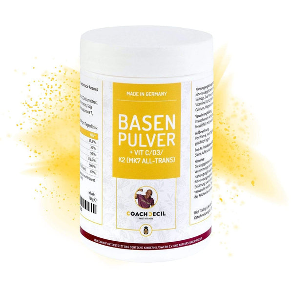 Basencitrat mit Vitamin C aus Camu-Camu, D3, K2, Magnesium und Calcium - Geschmack: Ananas Basenpulver