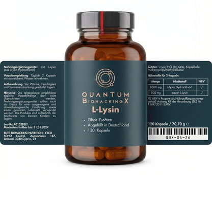 L-Lysin (1.000mg) - Ohne Zusätze - 120 Kapseln