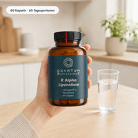 R-Alpha-Liponsäure: Packung in der Hand, Größenvergleich